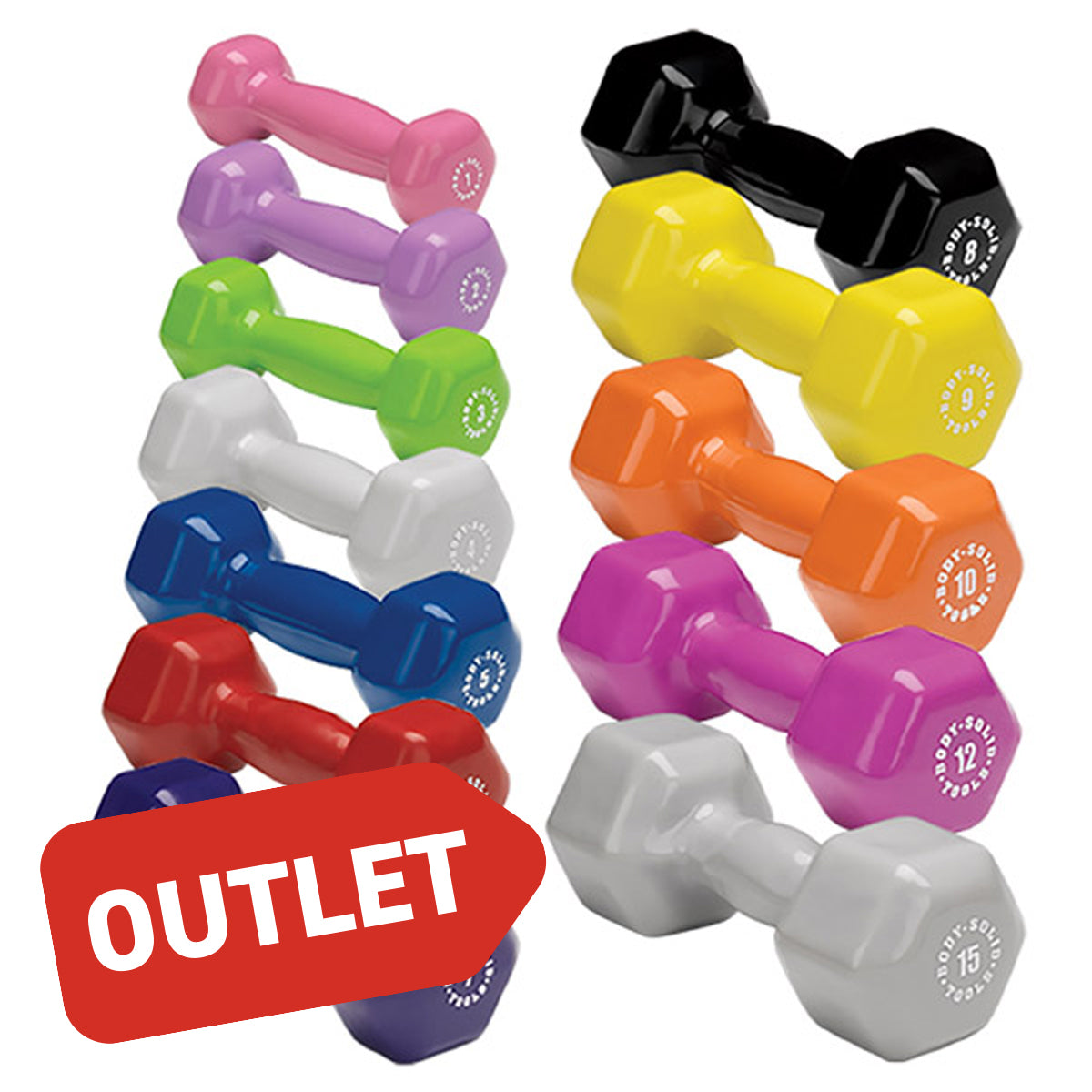 Outlet Body-Solid Tools Vinyl Dumbbells BSTVD